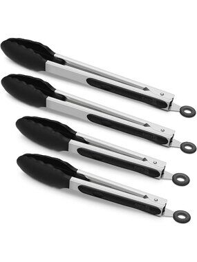 4-Pack Silicone Kitchen Tongs Set, 9 & 12 Inch, Non-Slip Grip, Heat Resistant